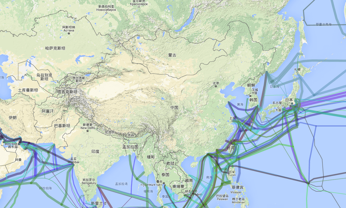 中国海底光缆图